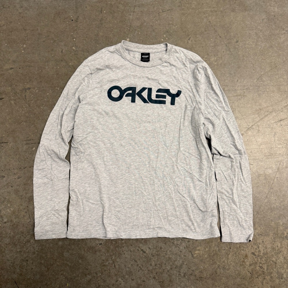 Oakley Mens Long Sleeve Logo T-Shirt Heather Gray Regular Fit Small RN 96548